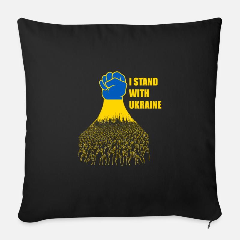 Ich stehe mit der ukrainischen Ukrainischen Flagge Unterstützung - Sofakissen mit Füllung 45 x 45 cm - Schwarz