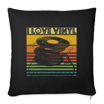 I Love Vinyl - Retro Turntable DJ Music LP - Coussin et housse de 45 x 45 cm - noir - Devant