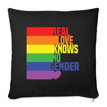 Le vrai amour ne connaît pas de genre LGBTQ Rainbow Heart - Coussin et housse de 45 x 45 cm - noir - Devant