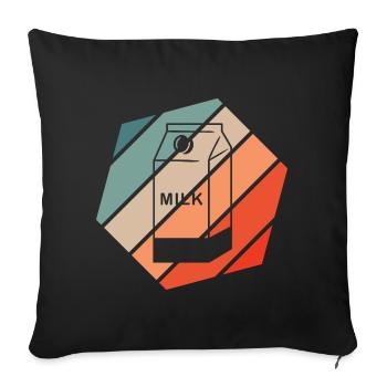Milk Carton Retro Style Vintage - Sofa pillow with filling 45cm x 45cm - black - Front