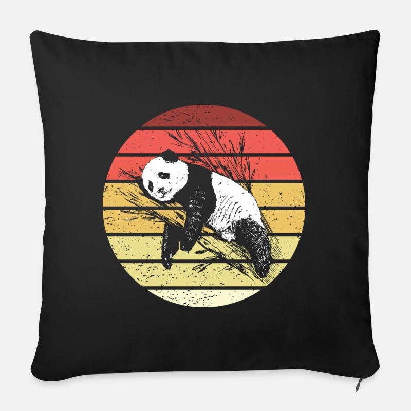 Panda Retro Style Vintage - Sofakissen mit Füllung 45 x 45 cm - Schwarz
