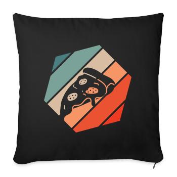 Pizza Stück Retro Style Vintage - Sofakissen mit Füllung 45 x 45 cm - Schwarz - Vorne