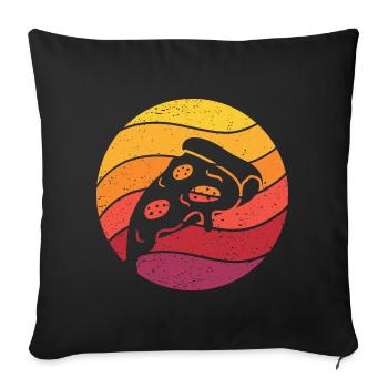 Pizza Stück Retro Style Vintage - Sofakissen mit Füllung 45 x 45 cm - Schwarz - Vorne