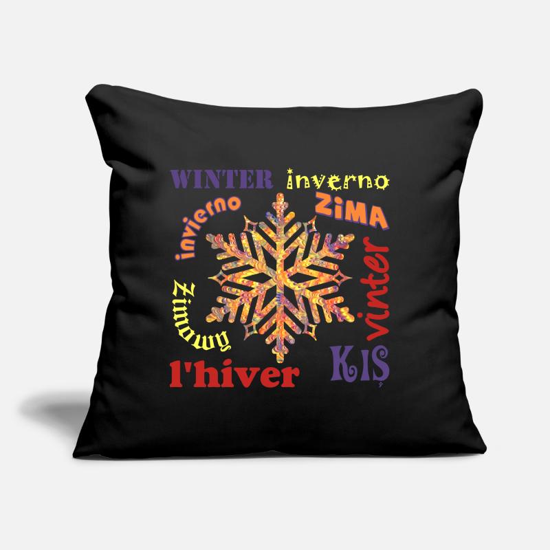 Hiver multilingue E 53 Coussin et housse de 45 x 45 cm