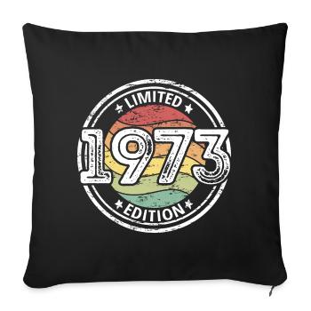 Born 1973 50th birthday - Sofa pillow with filling 45cm x 45cm - black - Front