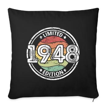 Born 1948 75th birthday - Sofa pillow with filling 45cm x 45cm - black - Front