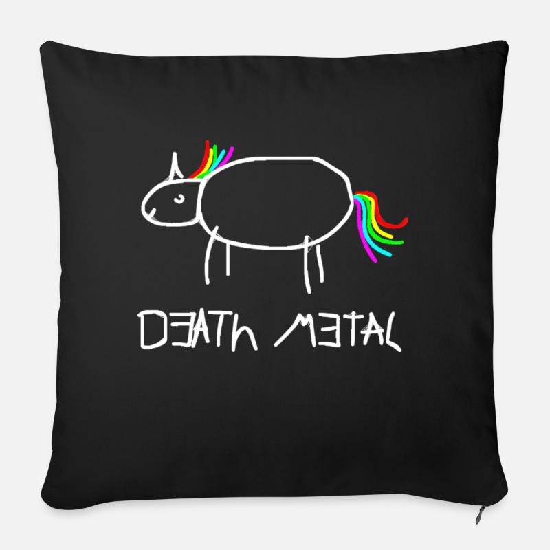 Death Metal Regenbogen Einhorn T-Shirt - Sofakissen mit Füllung 45 x 45 cm - Schwarz