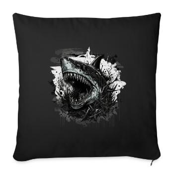 Shark in a bad mood - Sofa pillow with filling 45cm x 45cm - black - Front