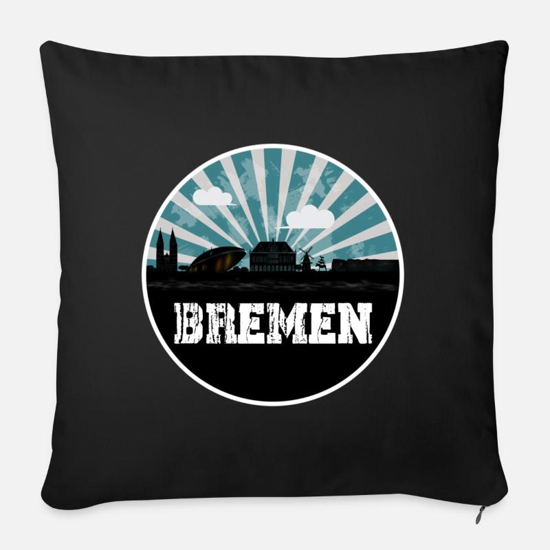 Bremen Skyline blå time - Sofapude med fyld 45 x 45 cm - sort