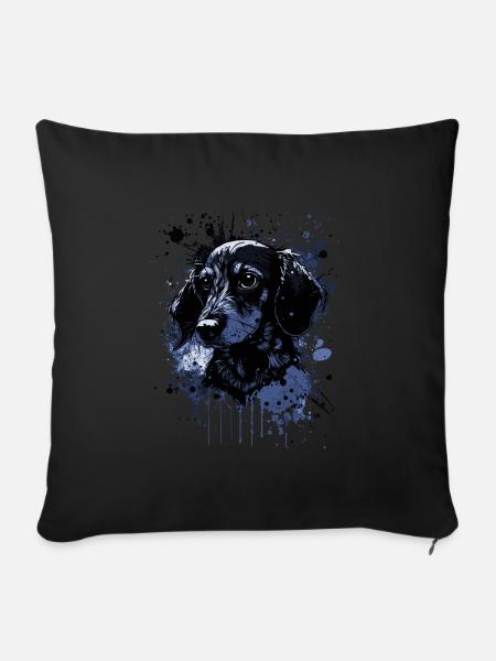 Dackelwelpe - Sofakissen mit Füllung 45 x 45 cm - Schwarz