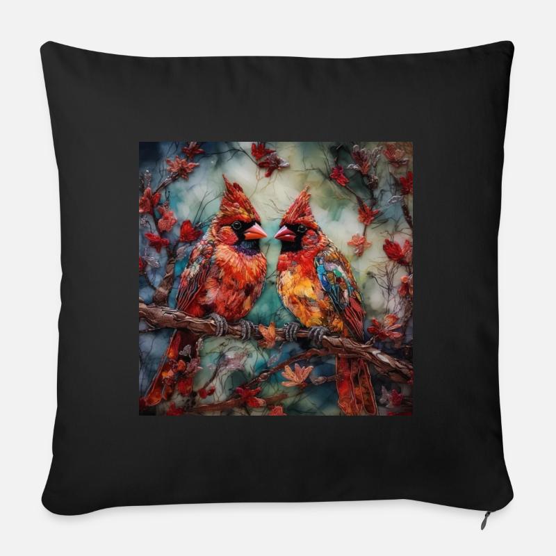 Vögel - Sofakissen mit Füllung 45 x 45 cm - Schwarz
