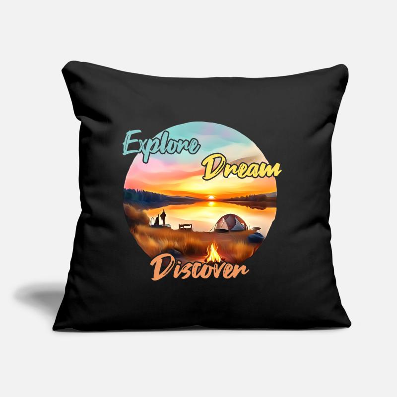 Camping Aventure Explorer Dream Discover Coussin et housse de 45 x 45 cm