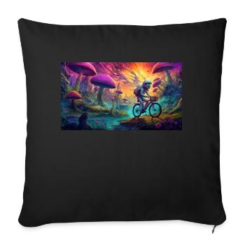 Psychedelic Alien Bicycle Day - Sofa pillow with filling 45cm x 45cm - black - Front