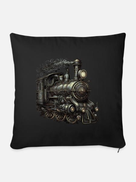 Dampflokomotive - Sofakissen mit Füllung 45 x 45 cm - Schwarz