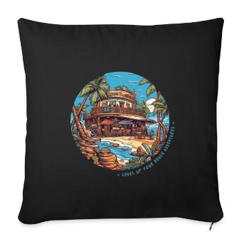 Level up your beach adventures - Sofa pillow with filling 45cm x 45cm - black - Front