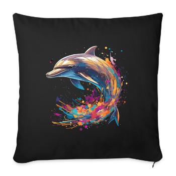 Dolphin Power Animal - Sofa pillow with filling 45cm x 45cm - black - Front