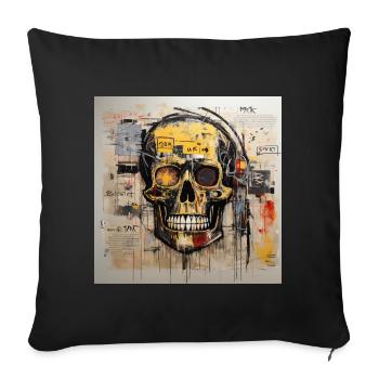 SKULL STREET ART - Coussin et housse de 45 x 45 cm - noir - Devant
