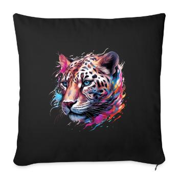 Léopard Power Animal - Coussin et housse de 45 x 45 cm - noir - Devant