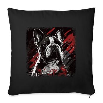 Französische Bulldogge - Sofakissen mit Füllung 45 x 45 cm - Schwarz - Vorne