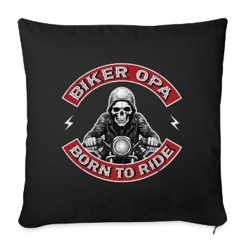 Biker Opa Motorrad Motorradfahrer - Sofakissen mit Füllung 45 x 45 cm - Schwarz - Vorne