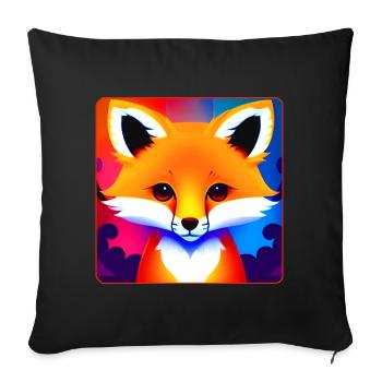 Cute colorful fox - Sofa pillow with filling 45cm x 45cm - black - Front