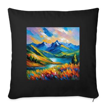 View of the mountain - Sofa pillow with filling 45cm x 45cm - black - Front