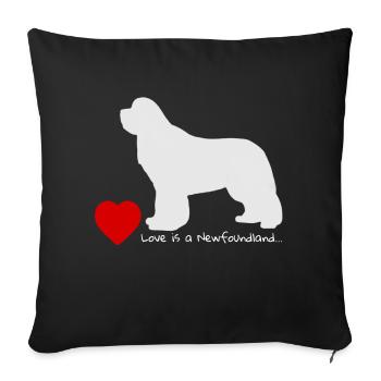 Love is a Newfoundland 003 - Sofa pillow with filling 45cm x 45cm - black - Front