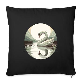 Swan Lake Full Moon Reflection Art Deco - Sofa pillow with filling 45cm x 45cm - black - Front