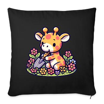 Giraffe Gardening Tall Tales Gardener Tee - Sofa pillow with filling 45cm x 45cm - black - Front