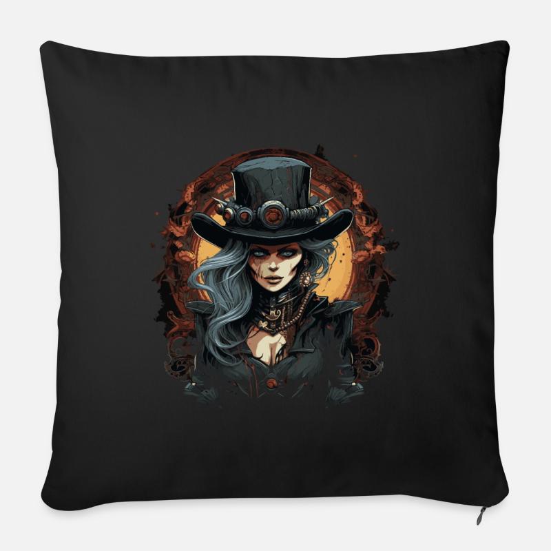 Emo Steampunk Mädchen - Sofakissen mit Füllung 45 x 45 cm - Schwarz
