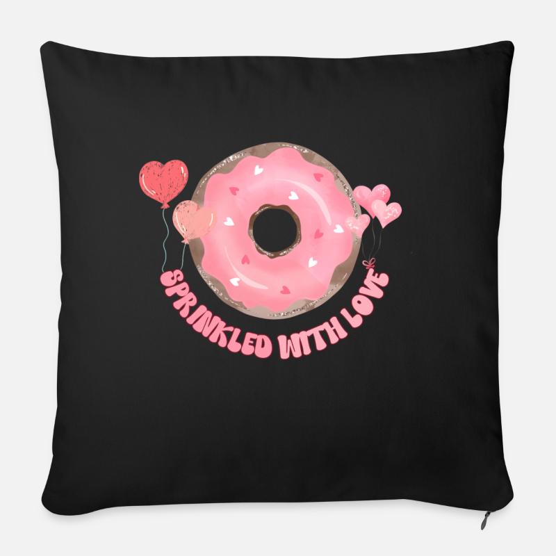 Beignet chérie enfant en bas âge - amour de la Saint-Valentin - Coussin et housse de 45 x 45 cm - noir