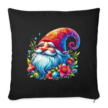 Gnome Goblin Elf - Sofa pillow with filling 45cm x 45cm - black - Front