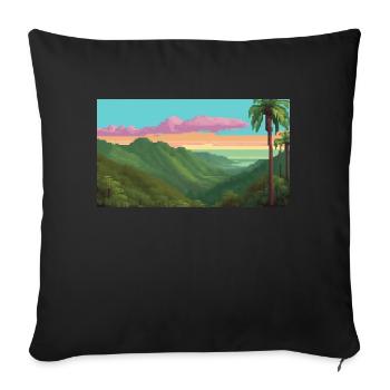 El Yunque National Forest, Puerto Rico, Pixelart - Sofa pillow with filling 45cm x 45cm - black - Front