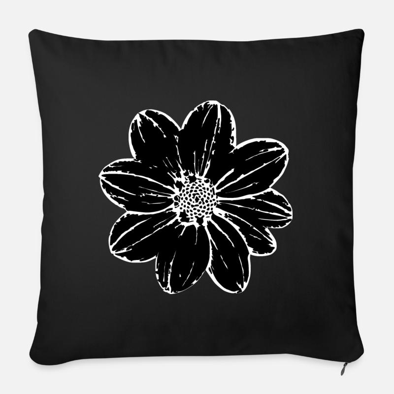 Blume schwarz Blumen schwarz Blüte - Sofakissen mit Füllung 45 x 45 cm - Schwarz
