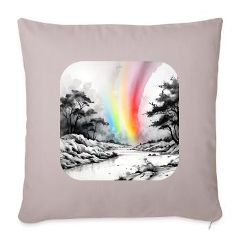 Paysage avec arc-en-ciel - Coussin et housse de 45 x 45 cm - taupe clair - Devant