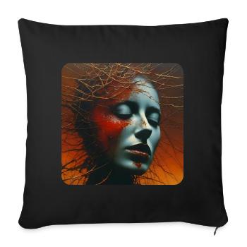 Gloomy Horror Women Face - Sofa pillow with filling 45cm x 45cm - black - Front