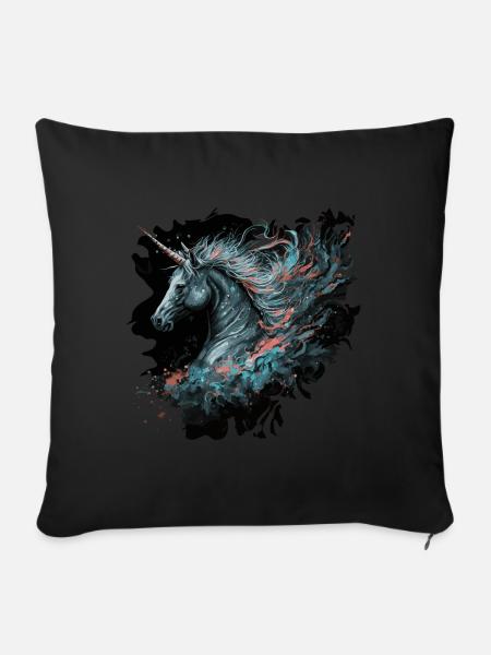 Einhorn Phantasie - Sofakissen mit Füllung 45 x 45 cm - Schwarz