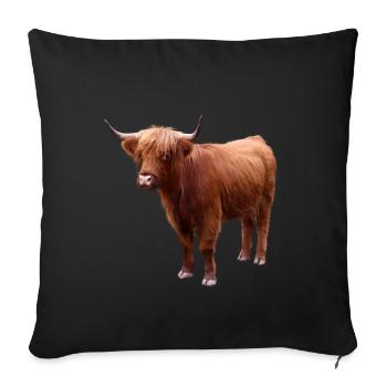 Bovins écossais des Highlands - Coussin et housse de 45 x 45 cm - noir - Devant
