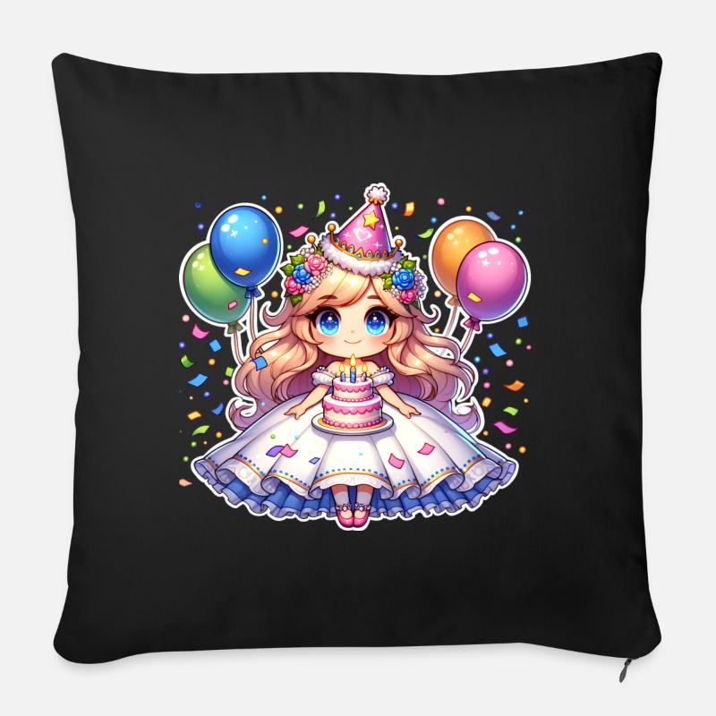 Prinzessin Geburtstag - Sofakissen mit Füllung 45 x 45 cm - Schwarz