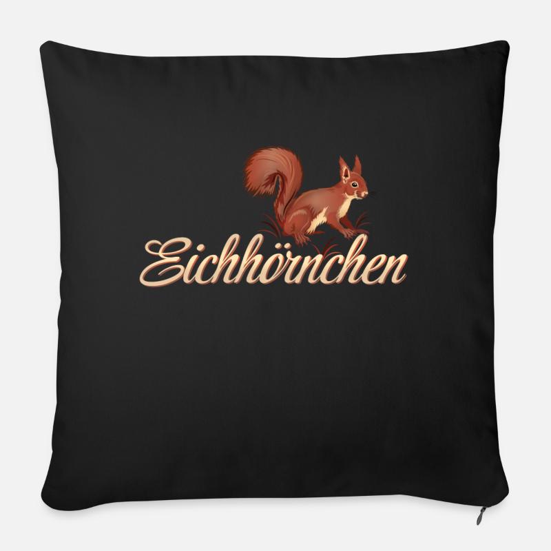 Eichhörnchen - Sofakissen mit Füllung 45 x 45 cm - Schwarz