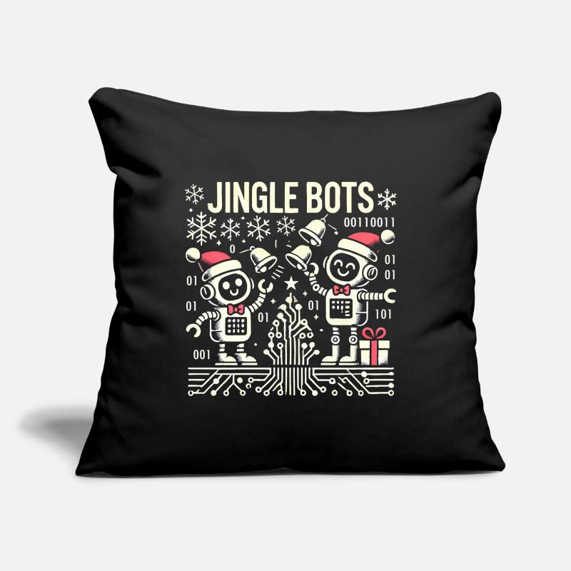 Jingle Bots - Weihnachtsroboter mit Binärcode Sofakissen mit Füllung 45 x 45 cm