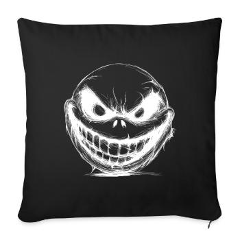 Visage d’Halloween effrayant avec des dents - Coussin et housse de 45 x 45 cm - noir - Devant