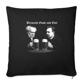 Nietzsche et Schopenhauer buvant de la bière - Coussin et housse de 45 x 45 cm - noir - Devant