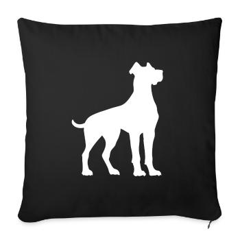 Great Dane silhouette white dog vector - Sofa pillow with filling 45cm x 45cm - black - Front