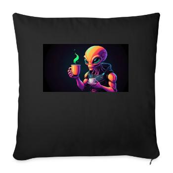 Pixel art extraterrestre rétro - Coussin et housse de 45 x 45 cm - noir - Devant
