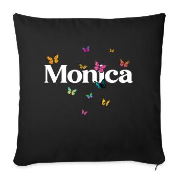 MONICA - Beautiful Girl Name with Butterflies - Sofa pillow with filling 45cm x 45cm - black - Front