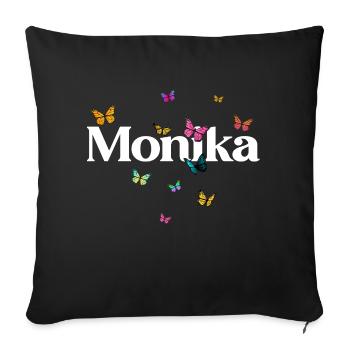 MONIKA - Beautiful Girl Name with Butterflies - Sofa pillow with filling 45cm x 45cm - black - Front