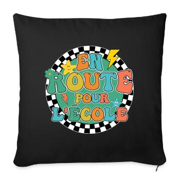 On the way to school back to school gift - Sofa pillow with filling 45cm x 45cm - black - Front