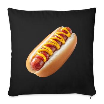 Hot dog, saucisse viennoise, saucisse - Coussin et housse de 45 x 45 cm - noir - Devant