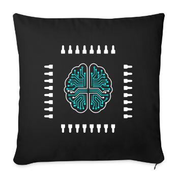 Vecteur technologique de processeur de puce cérébrale IA - Coussin et housse de 45 x 45 cm - noir - Devant